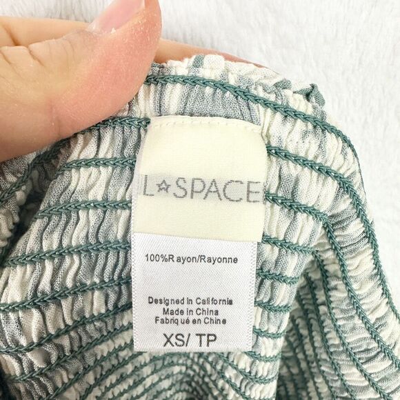 LSpace Paulina Strapless Jumpsuit Stone Steps Size XS Wide Leg Smocked Ruffle - Picture 8 of 8